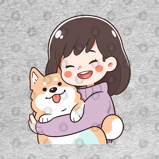 Just a Girl with her corgi dog illustration I by Sara-Design2